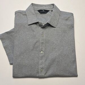 Hart Schaffner Marx Short Sleeve Shirt, size L, grey print, 100% cotton​